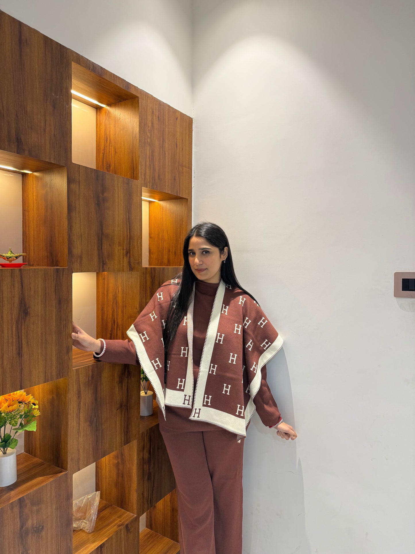 3-Piece Cape Winter Knitted Coord Set