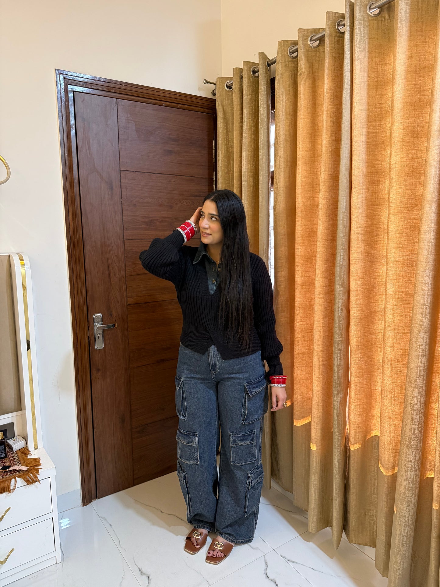 Knitted Denim Cardigan