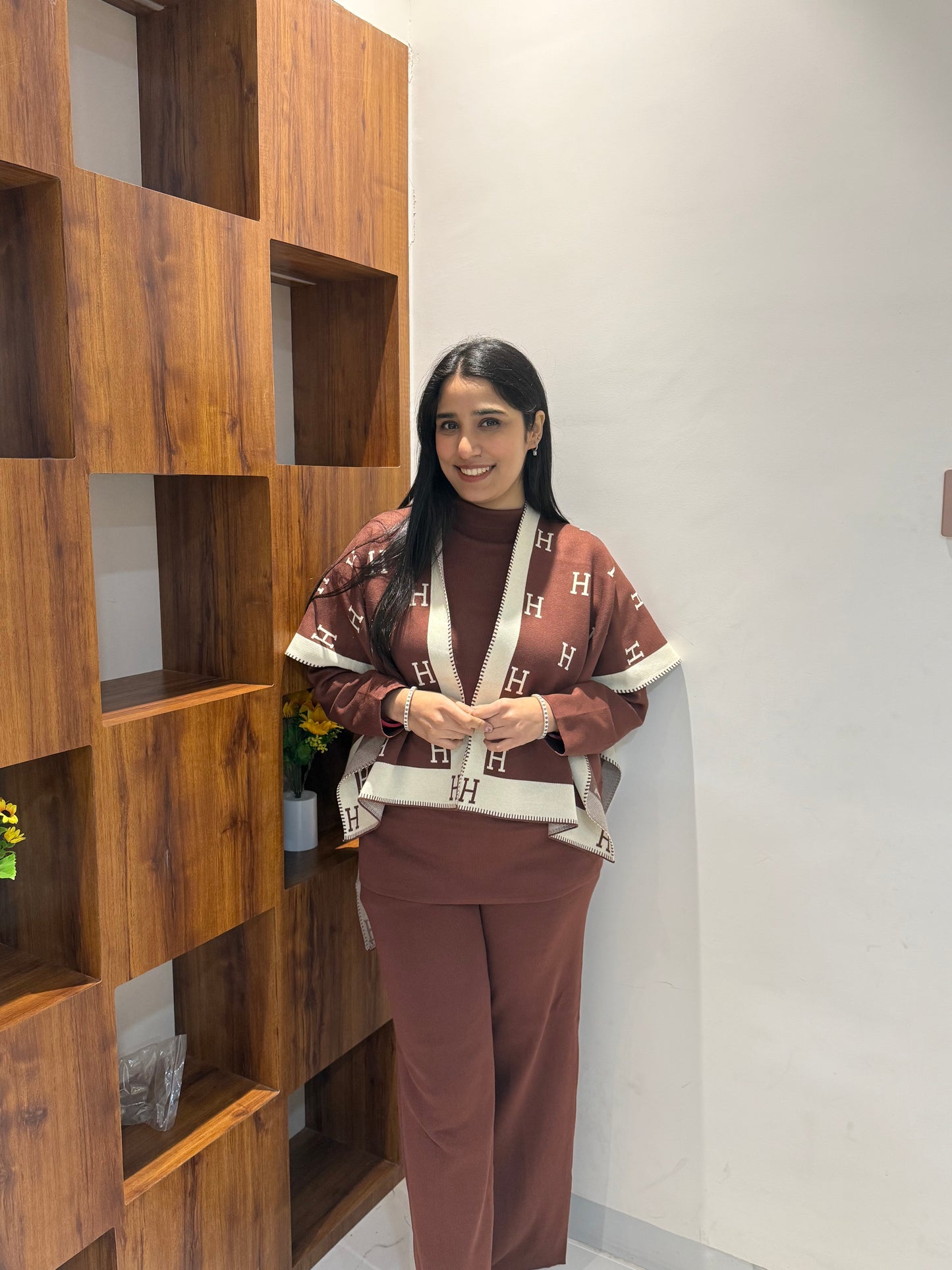 3-Piece Cape Winter Knitted Coord Set