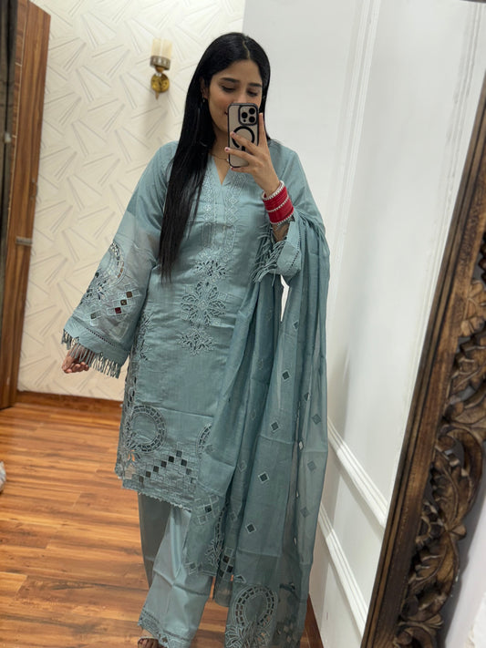 Pakistani Schiffli Suit Set
